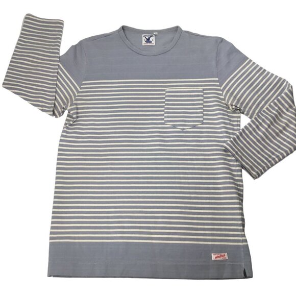 Arpenteur Other - Arpenteur Top Shirt Mens XS France Pullover Striped 3/4 Sleeve Pocket Gray White